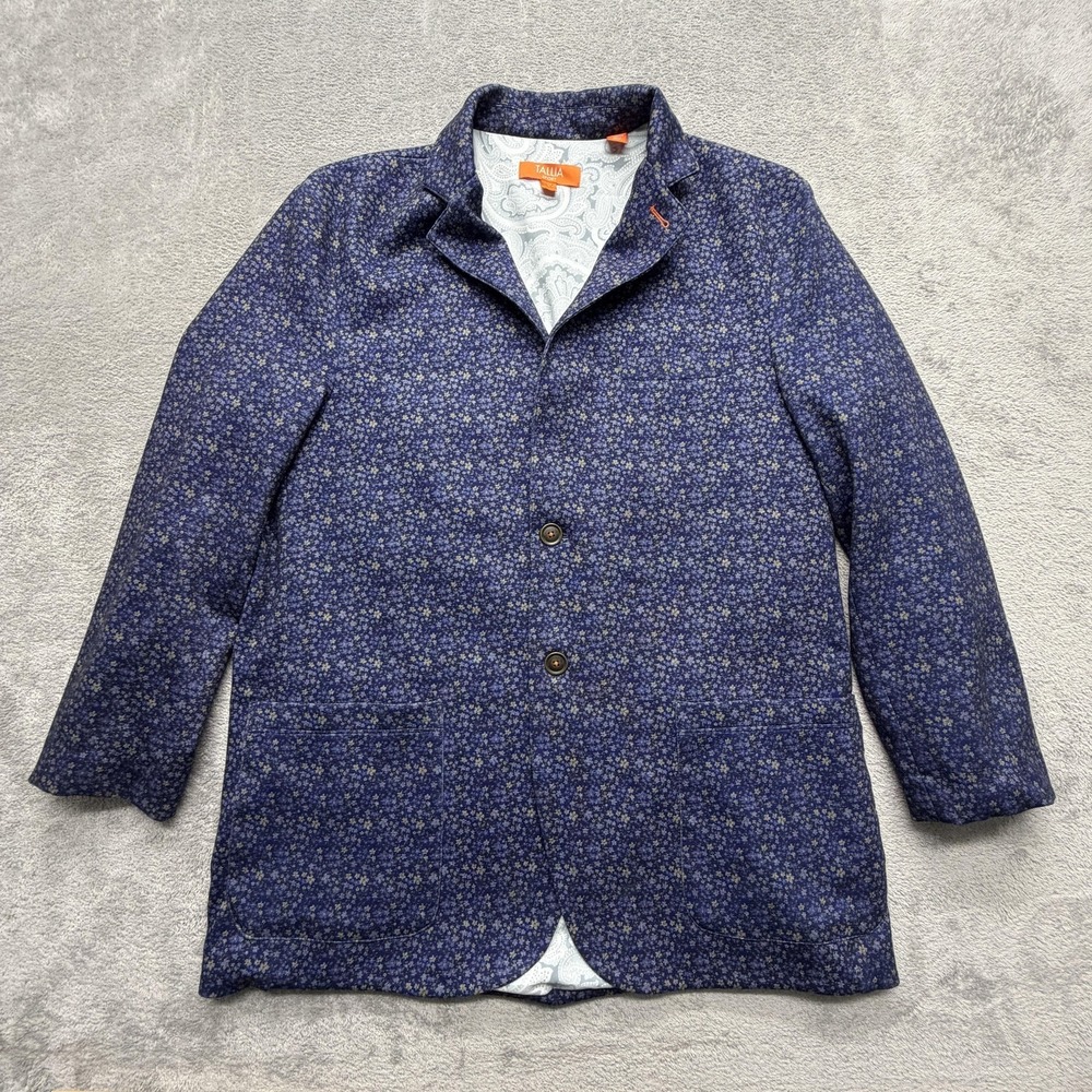 Tallia Sport Sport Coat Mens L Blue Floral Notch Lapel Two Button‎ Paisley Lined